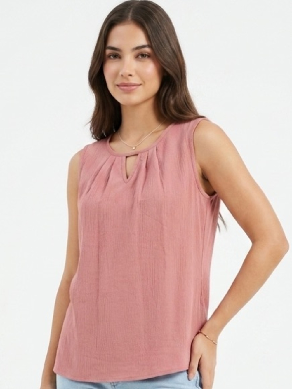 Ritikai Dusty Rose Keyhole Sleeveless Top. Size XL Preowned